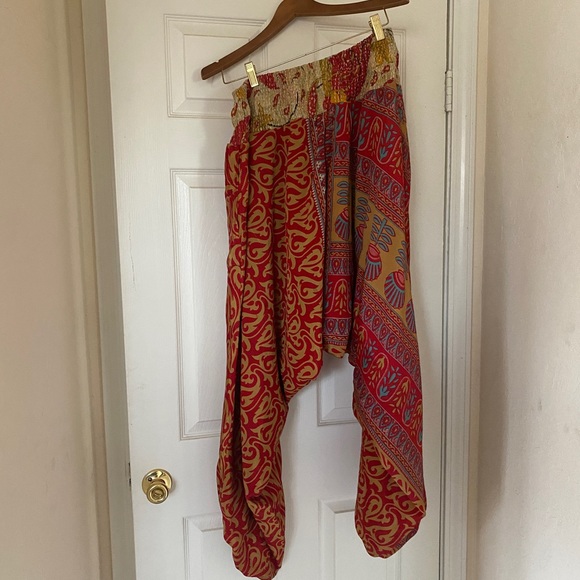 Reversible 100% silk Harem pants drop crotch - Picture 2 of 5